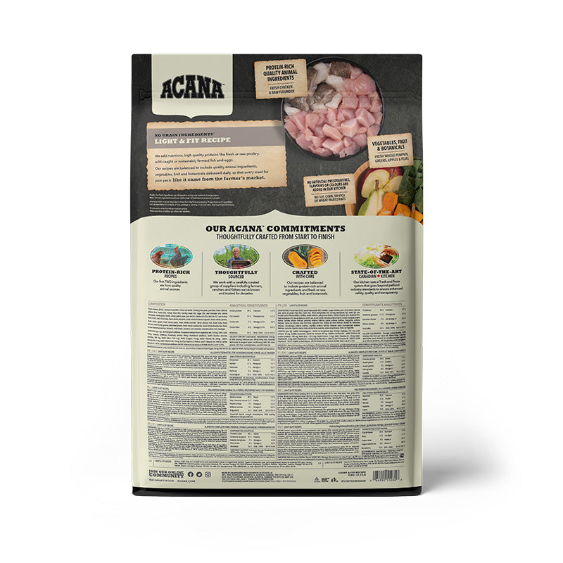 Acana Light & Fit Recipe Back