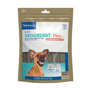 VIRBAC C.E.T. Veggiedent Flex chews for dogs promote dental health and fresh breath in extra small sizes.