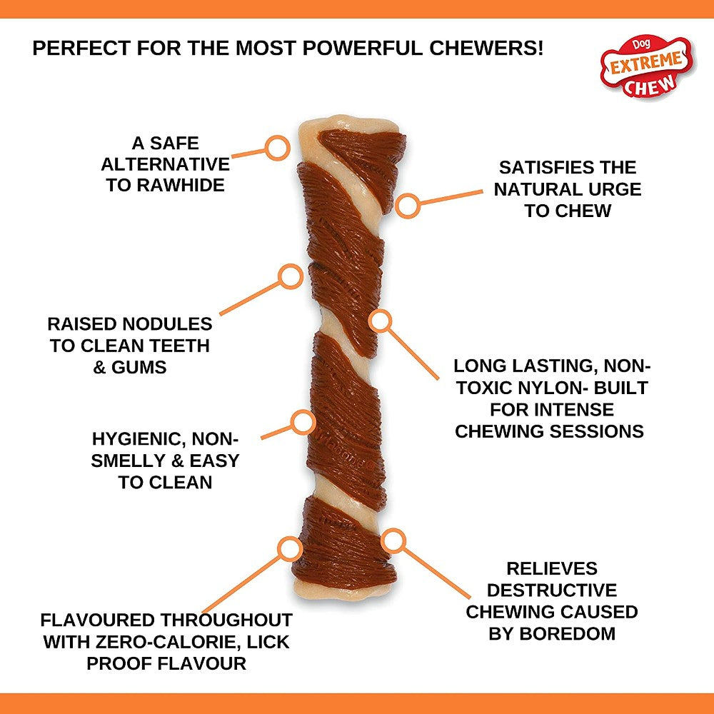 Nylabone Extreme Pork Hide Bone - Bacon & Peanut Butter - product detail image shop in South Africa