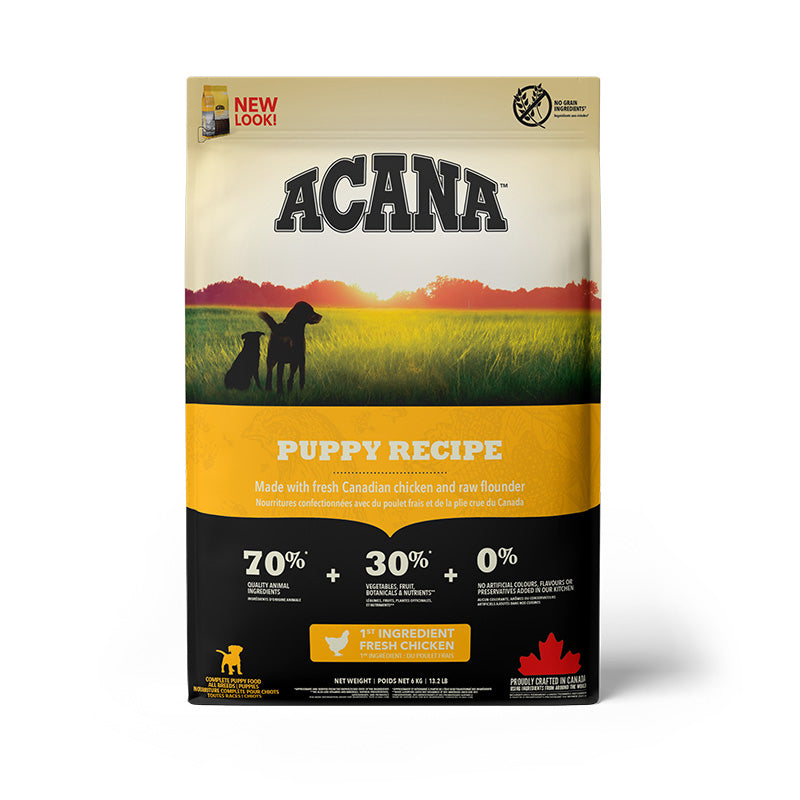Acana Puppy Recipe Dog Food – front of bag packaging (South Africa)