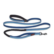 Durable blue dog leash with padded handle and reflective stitching for safety during walks.