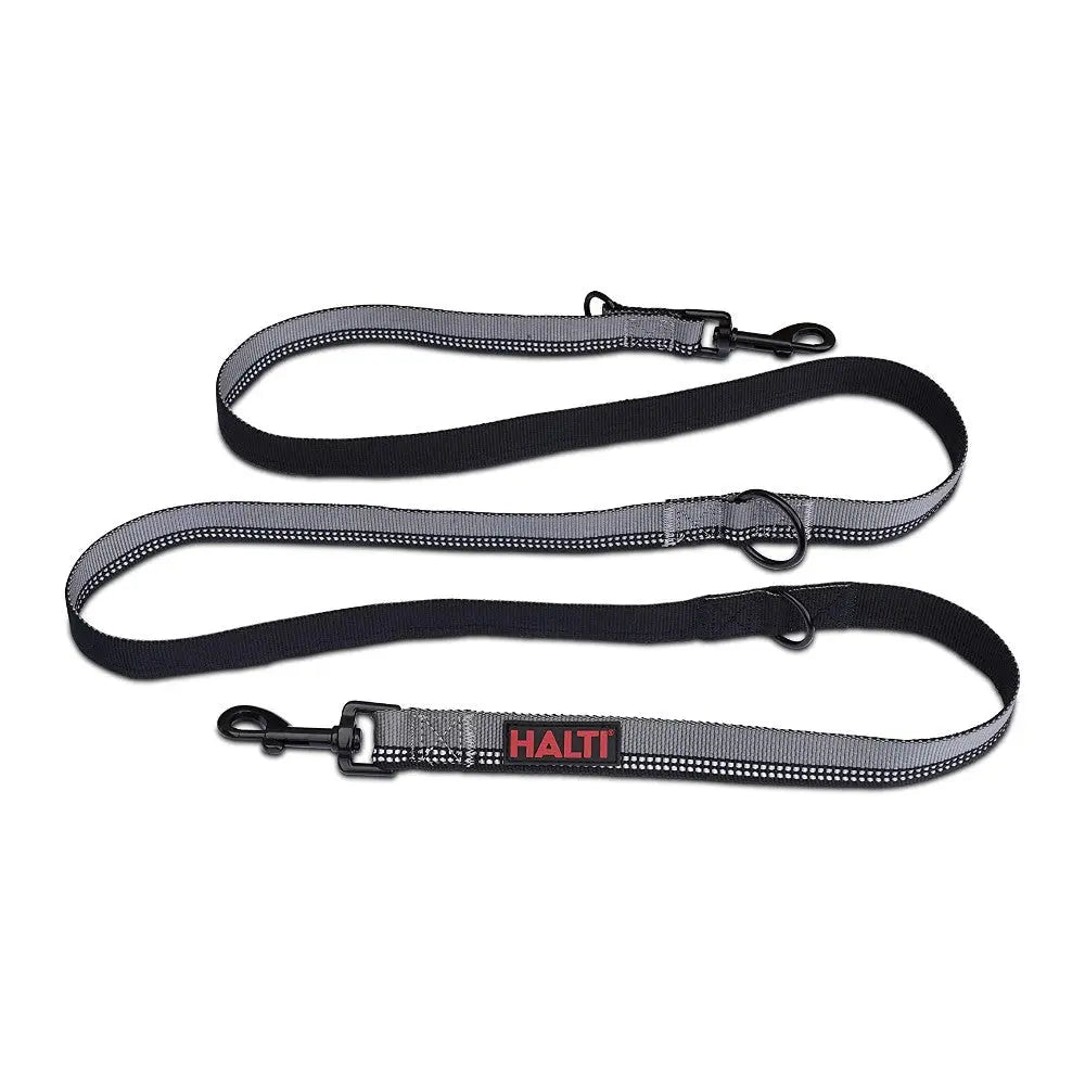 Durable Halti dog leash with adjustable length and secure clips for comfortable walks.