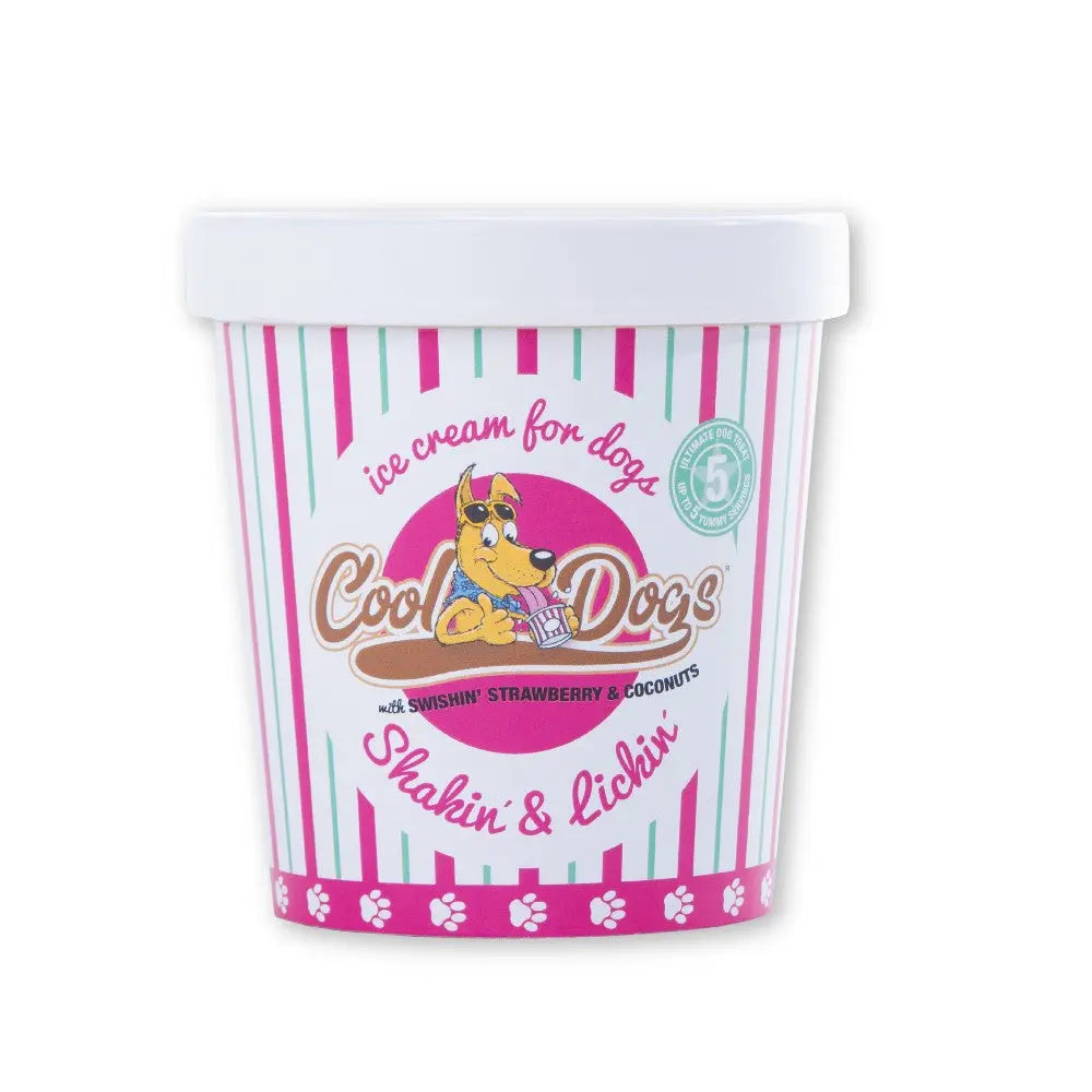 Cool Dogs Ice Cream - Shakin’ & Licken’ Swishen’ Strawberry & Coconuts