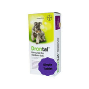 Drontal flavored tablet for medium dogs, effective deworming solution in convenient packaging.