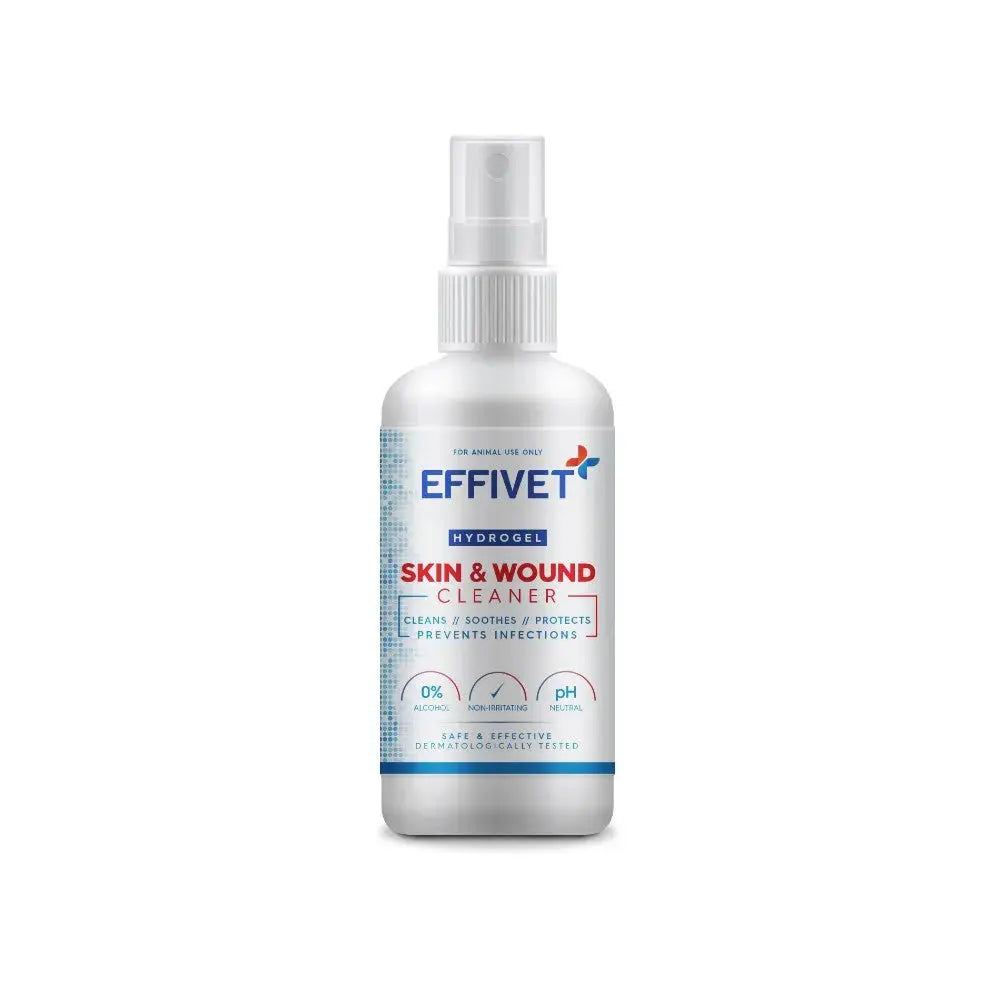 Effivet skin and wound cleaner spray for pets, promotes healing and prevents infections.