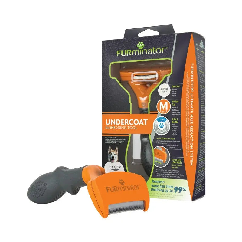 FURminator deShedding tool for dogs, effective hair removal, reduces shedding by up to 99%.