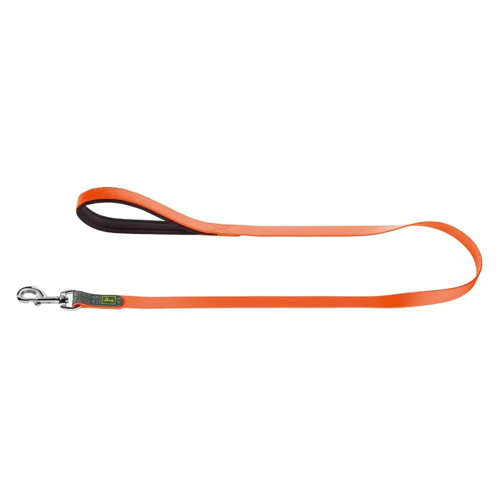 Durable orange dog leash with a sturdy clip for secure walks and outdoor adventures.