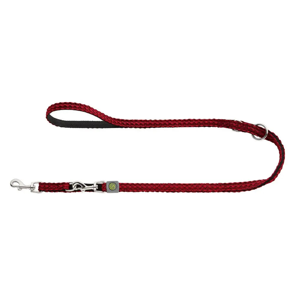 Durable red braided dog leash with a sturdy clip and comfortable grip for easy handling.