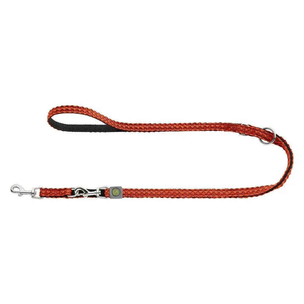 Durable orange dog leash with a sturdy clip and comfortable grip for safe walks.