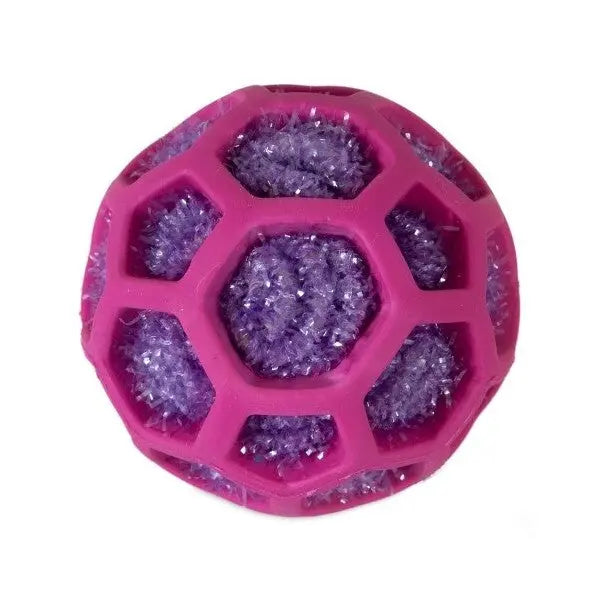 Durable purple pet toy with a honeycomb design for interactive play and chewing.