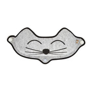 Gray cat-shaped felt storage basket with a smiling face design, perfect for organizing toys or accessories.