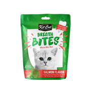 Kit Cat Breath Bites salmon flavor cat treats for fresh breath and dental health, infused with mint.