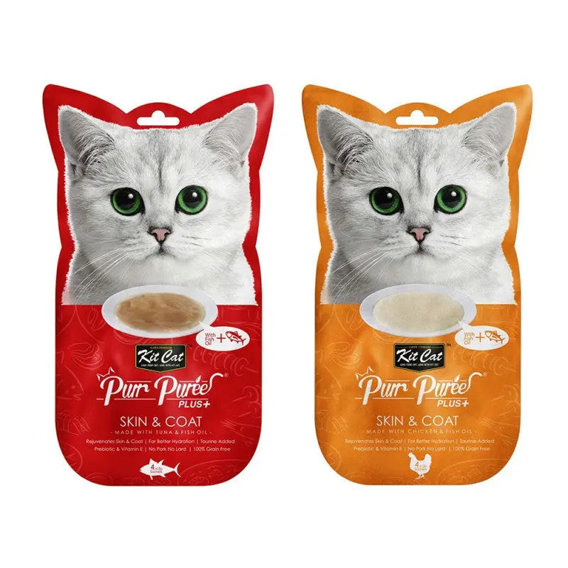 Kit Cat Purr Puree Plus+ Skin & Coat Cat Treats
