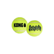 KONG squeaker tennis balls for dogs, bright yellow, perfect for outdoor play and fetch.