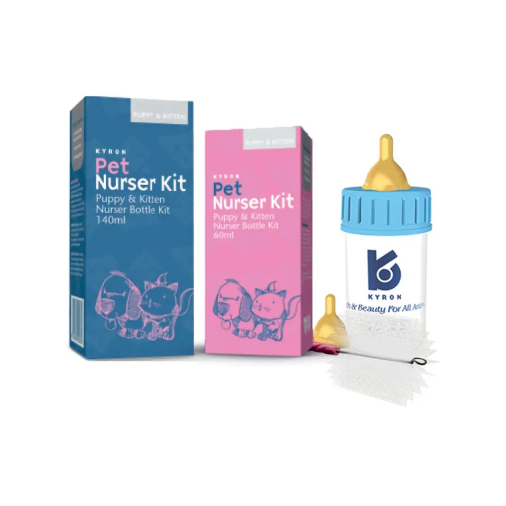 Pet Nurser Kit for puppies and kittens, includes bottles and cleaning brush for easy feeding.