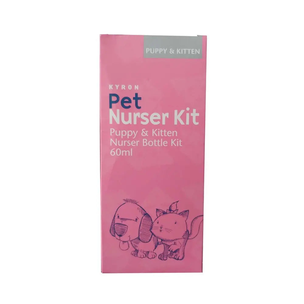 Pet Nurser Kit for puppies and kittens, 60ml, featuring a cute dog and cat illustration on the packaging.