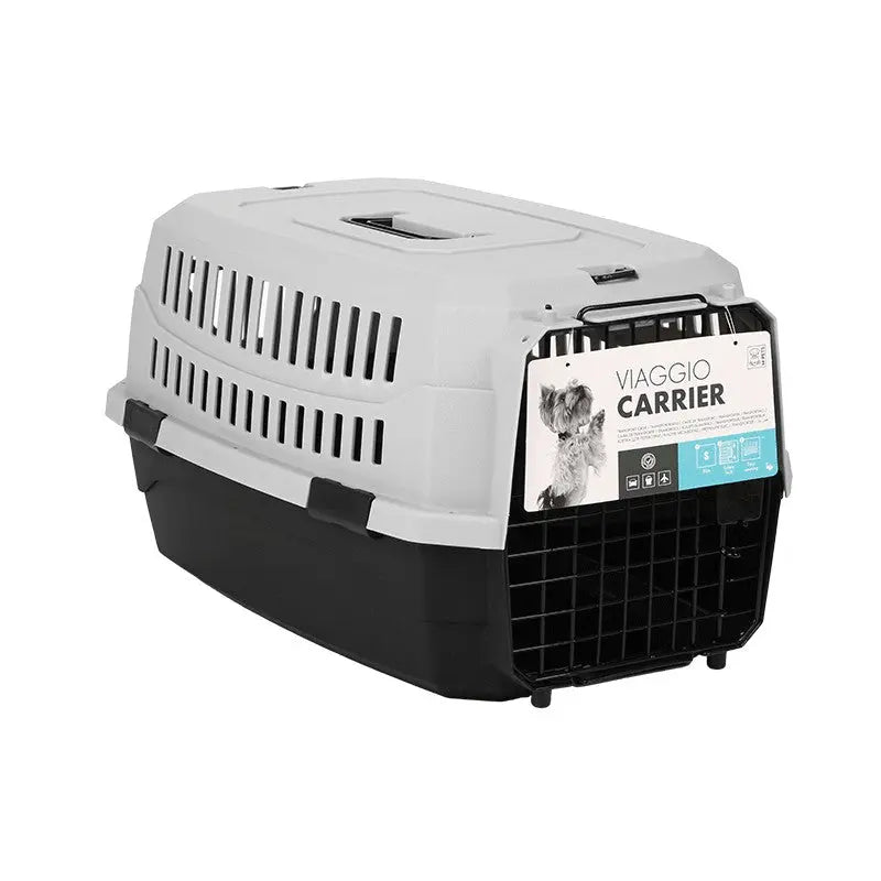 Pet carrier for safe travel, featuring a sturdy design and ventilation for comfort.