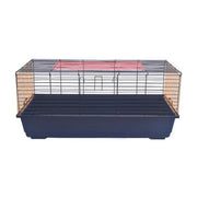 Spacious wire pet cage with a removable bottom for easy cleaning and ventilation.