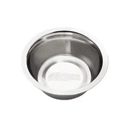 Stainless steel pet food bowl with a sleek design and durable construction for easy cleaning.