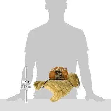 Mighty dog toy in the shape of a turtle, measuring 12 inches, perfect for playful pups.