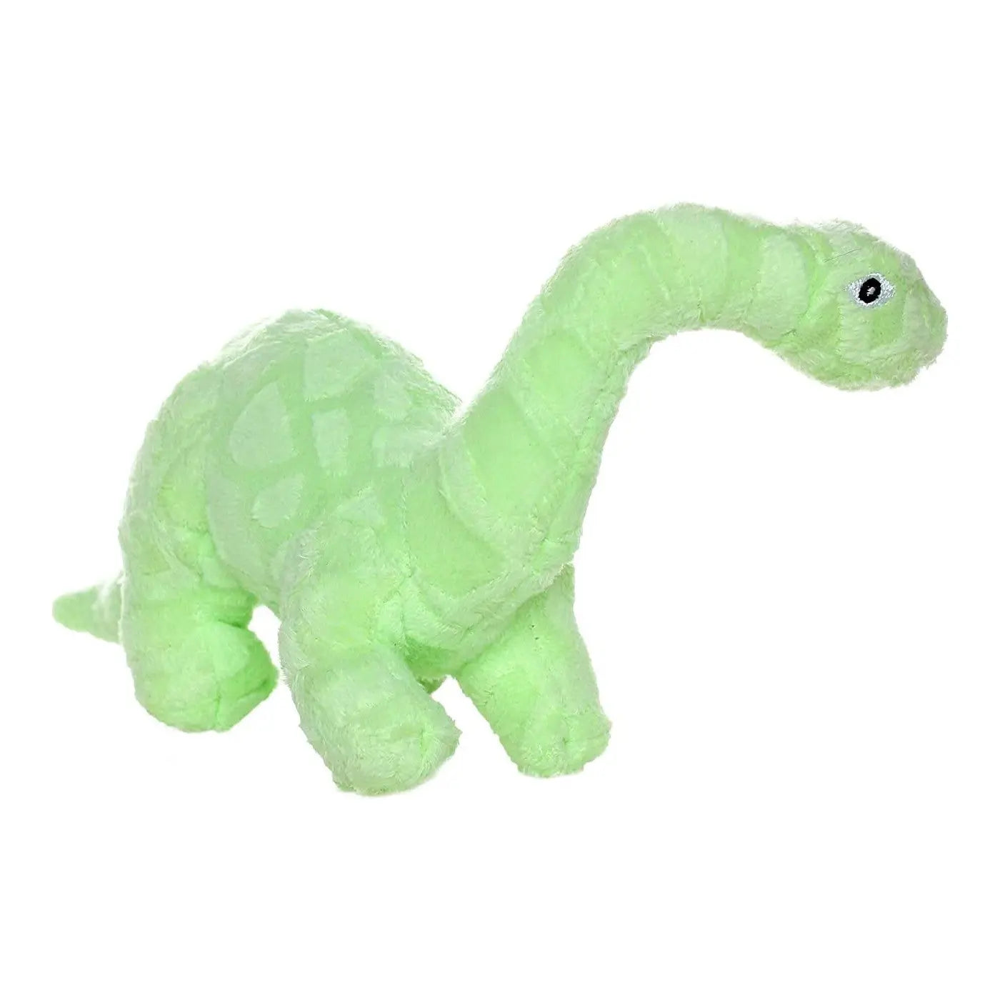 Soft green dinosaur plush toy, perfect for cuddling and imaginative play.