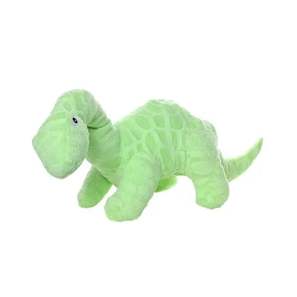 Soft green dinosaur plush toy, perfect for cuddling and imaginative play.