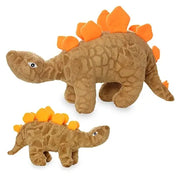 Soft plush stegosaurus toy with vibrant orange spikes, perfect for cuddling and imaginative play.