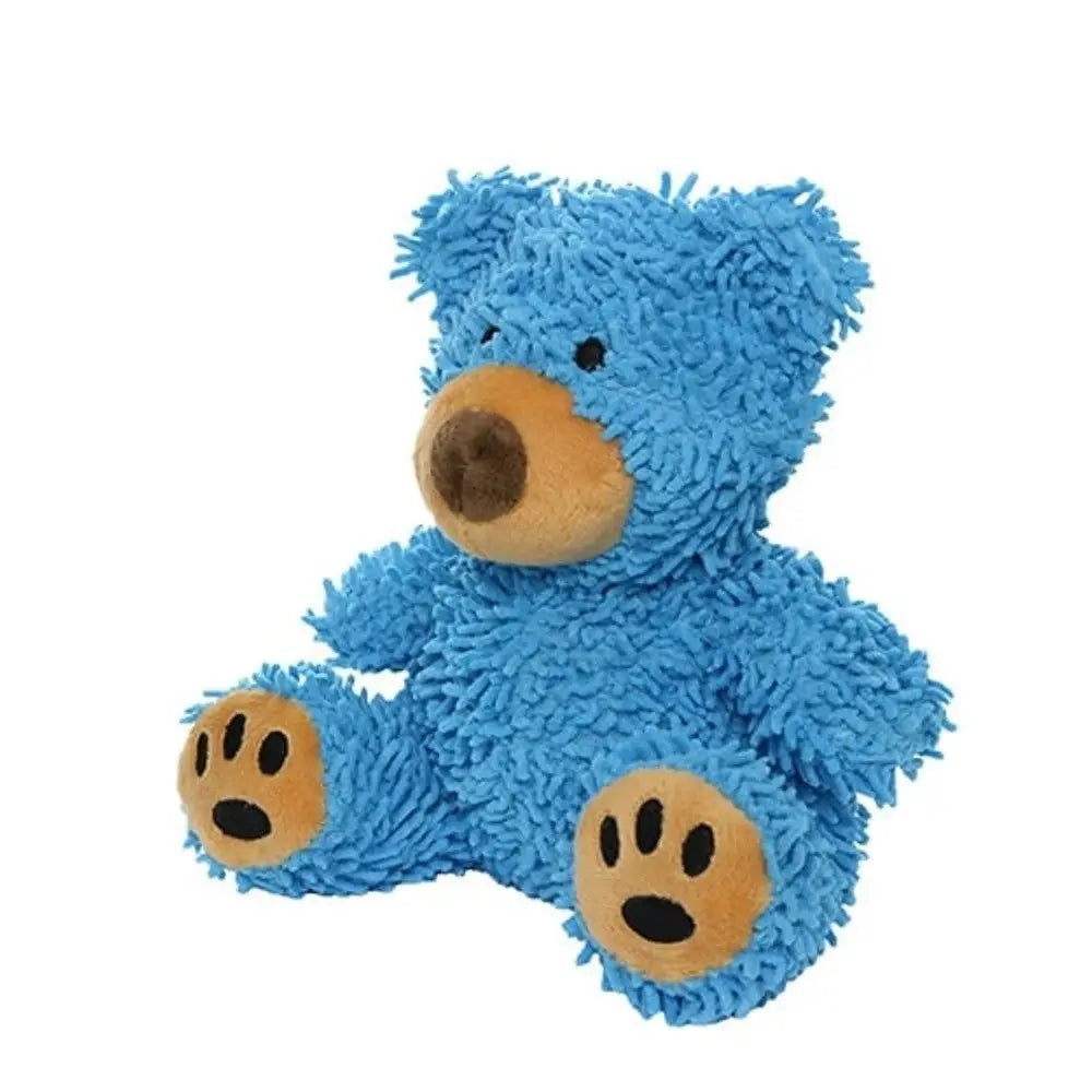 Blue plush teddy bear with textured fur and soft paws, perfect for cuddling and playtime.