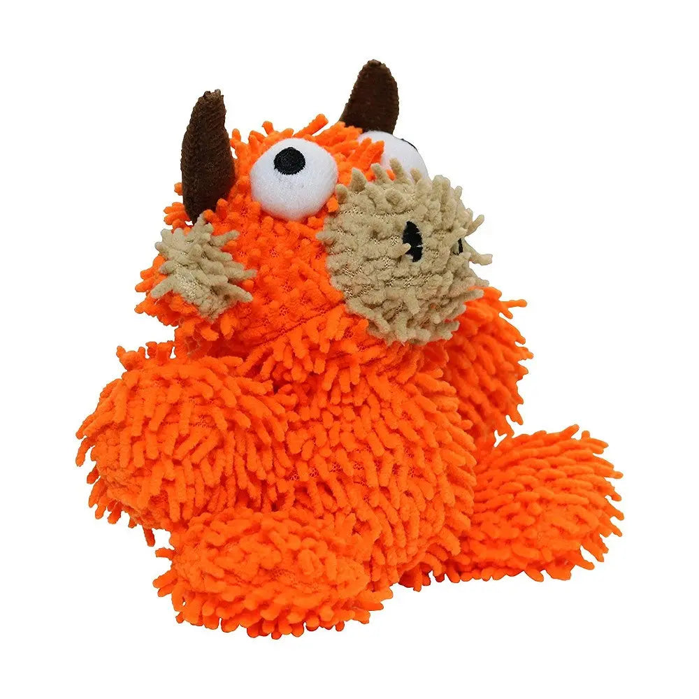 Orange plush monster toy with fluffy texture and playful design, perfect for kids and imaginative play.