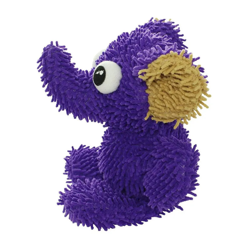 Purple plush elephant toy with textured fur and large eyes, perfect for cuddling and playtime.