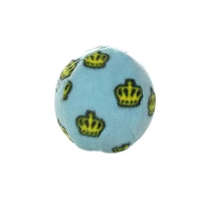 Blue ball with crown pattern, perfect for playful pets and interactive fun.