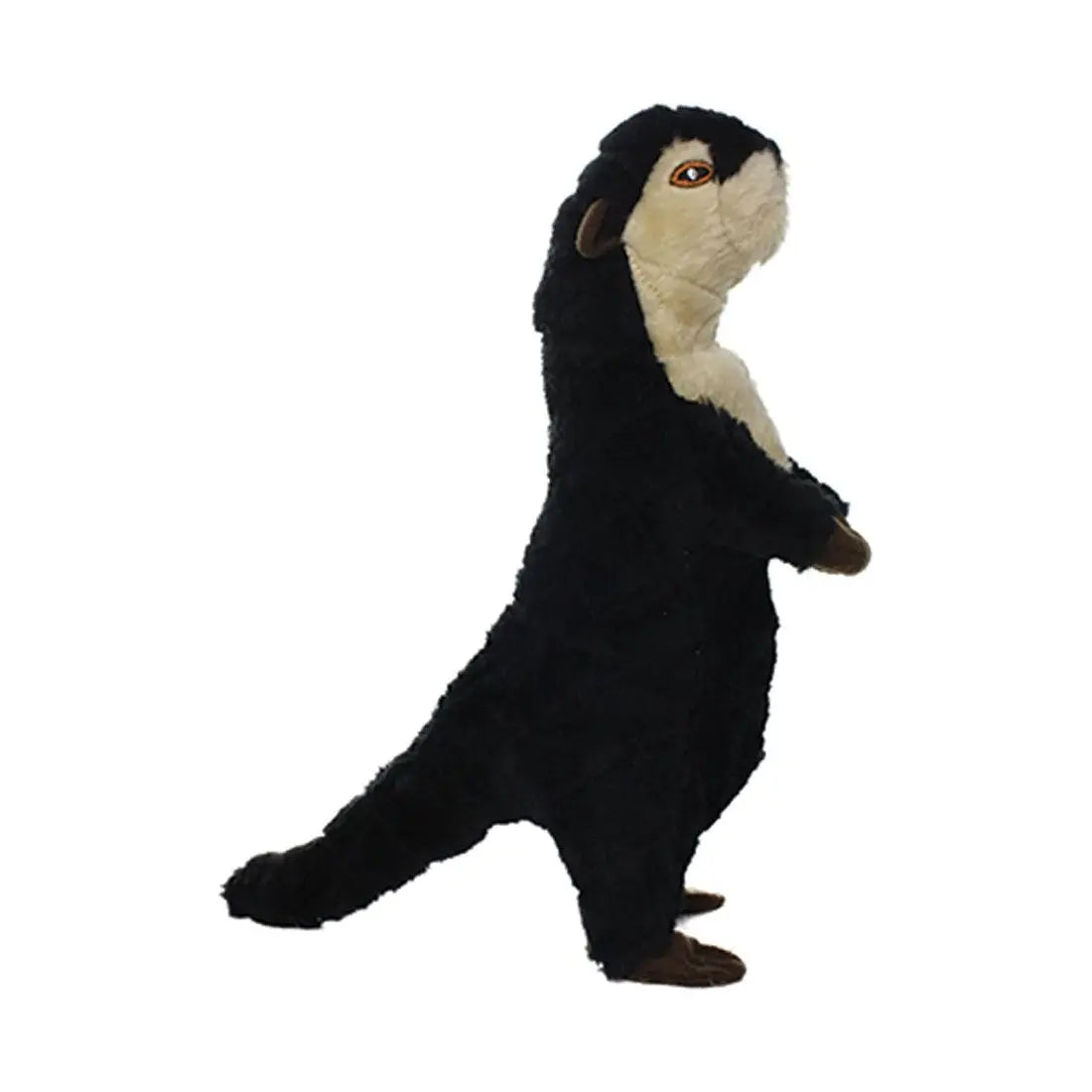 Plush otter toy standing upright, perfect for cuddling and playtime.