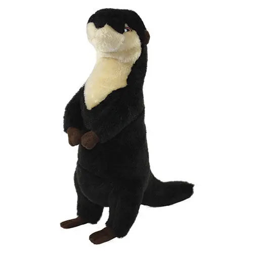 Plush otter toy standing upright, perfect for cuddling and imaginative play.