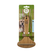 Bamboo anti-tangle rake for dogs, eco-friendly grooming tool for shedding and detangling fur.
