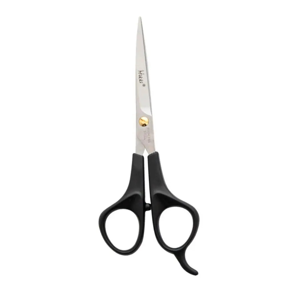 Sharp stainless steel scissors with ergonomic black handles for comfortable cutting.