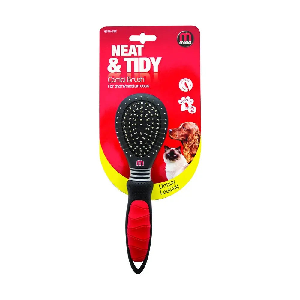 Neat & Tidy combi brush for pets, ideal for short to medium coats, featuring a comfortable grip.