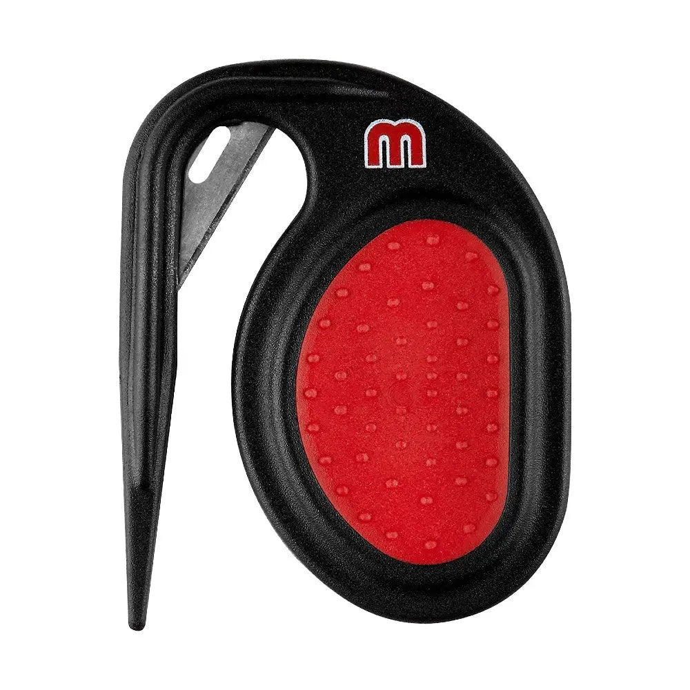 Multi-functional tool with a black and red design, ideal for outdoor and camping use.