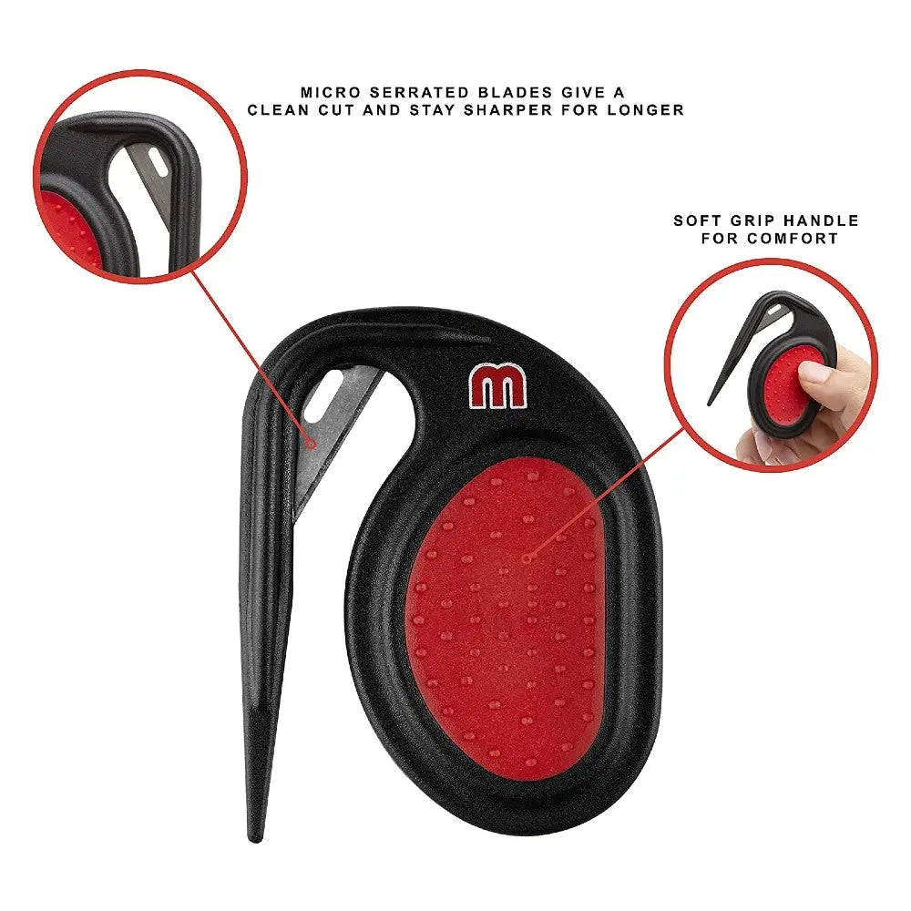 Ergonomic knife with micro serrated blades for precise cutting and a comfortable grip.