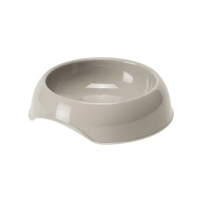 Stylish gray pet food bowl with a modern design for easy feeding.