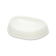 White pet food bowl with a sleek, modern design for easy feeding.