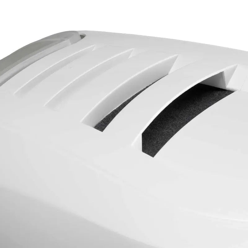 White pet carrier top with ventilation slits for airflow and comfort.