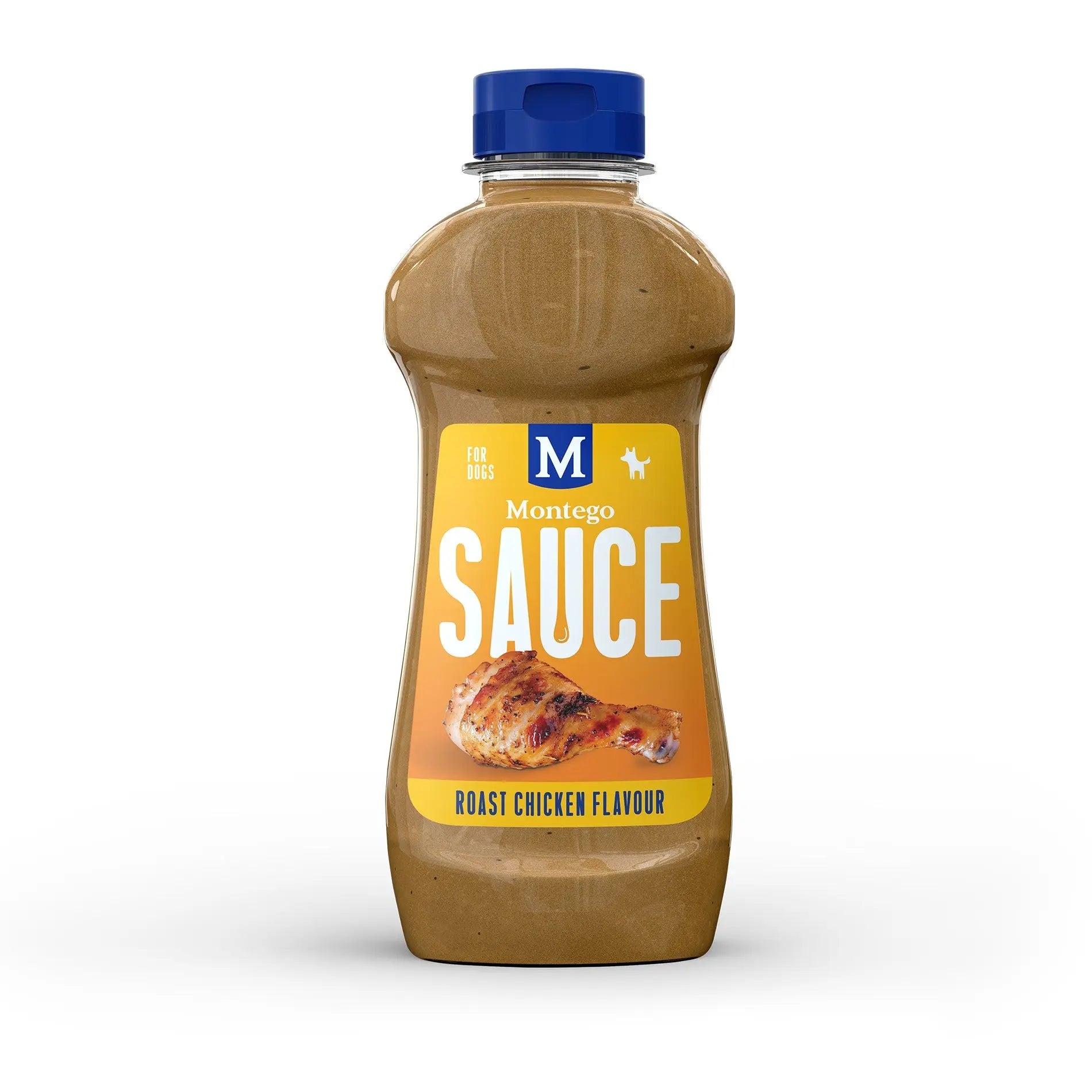 Montego roast chicken flavor sauce in a squeeze bottle, perfect for enhancing meals and grilling.