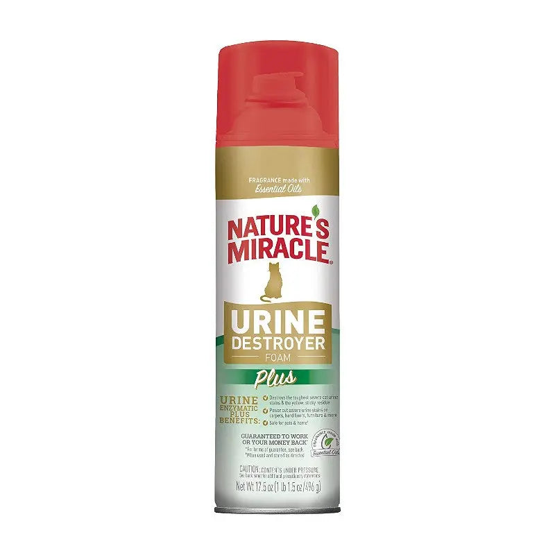 Nature's Miracle Urine Destroyer Foam spray for effective pet stain and odor removal.