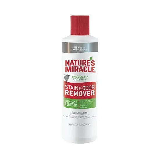 Nature's Miracle Stain and Odor Remover bottle for effective pet stain cleaning and odor elimination.