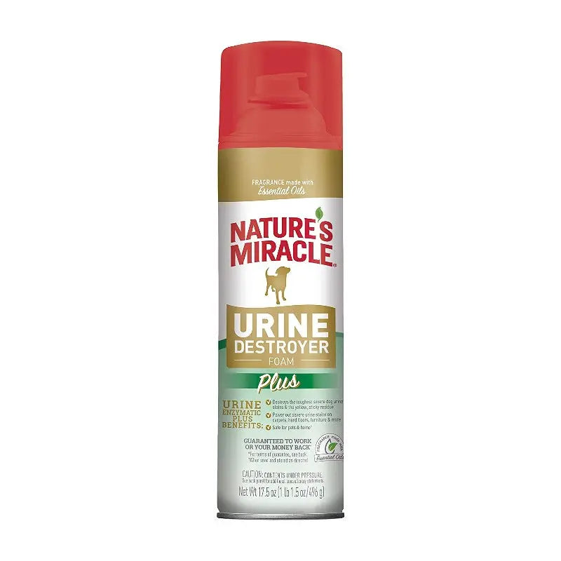 Nature's Miracle Urine Destroyer Foam spray for effective pet stain and odor removal.