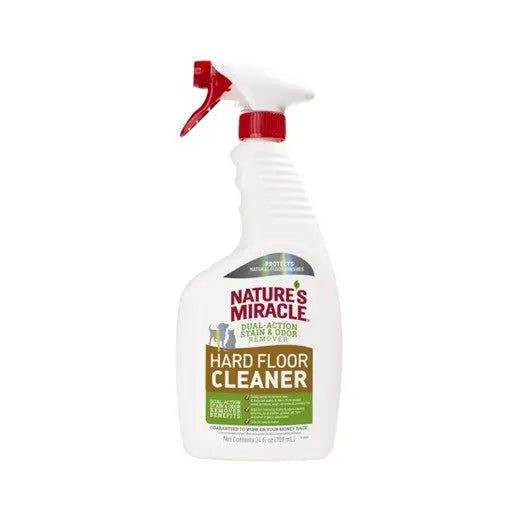 Nature's Miracle Hard Floor Cleaner spray for effective stain and odor removal on various surfaces.