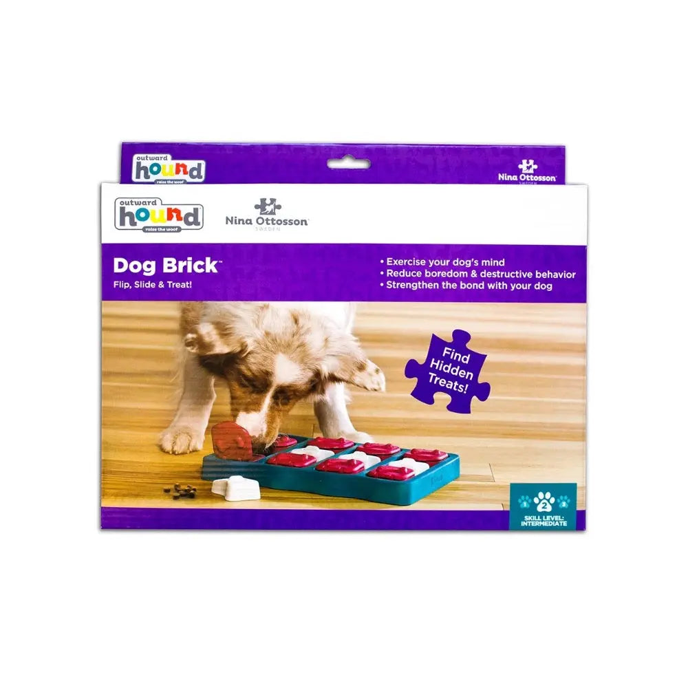 Interactive dog toy for mental stimulation, featuring hidden treat compartments for engaging play.