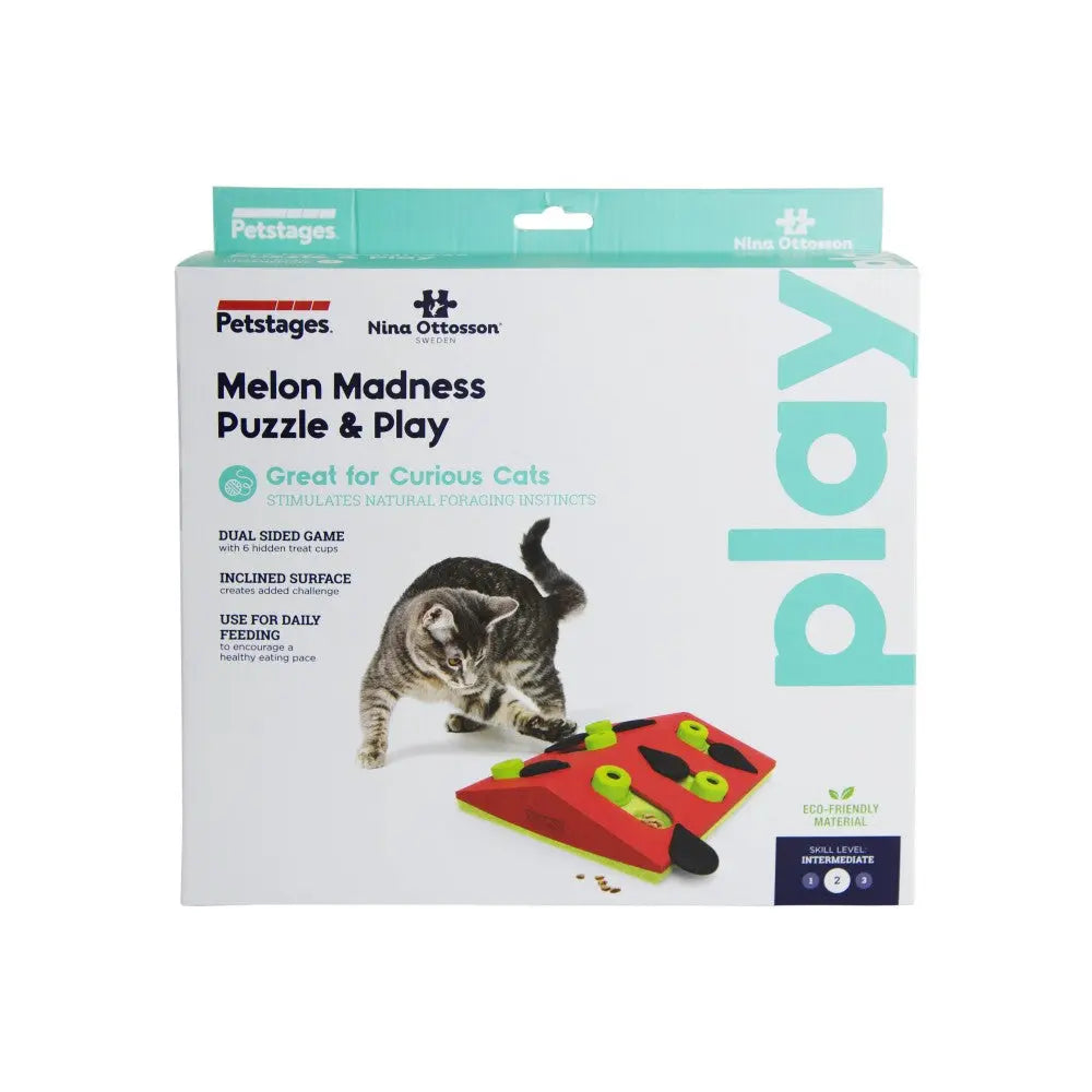 Puzzle toy for cats, stimulating foraging instincts and promoting interactive play.