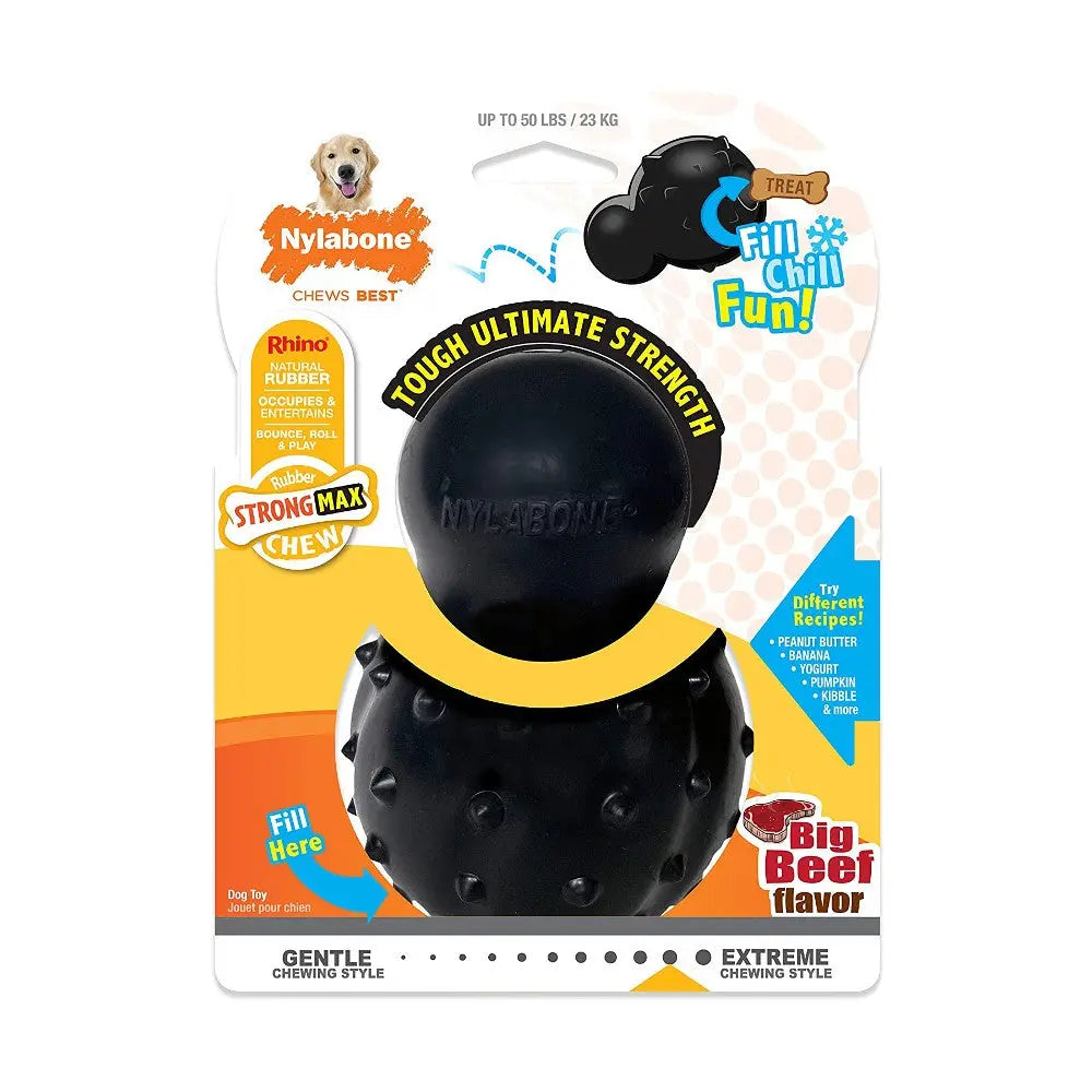 Nylabone tough chew toy for dogs, featuring a durable design and beef flavor for ultimate fun.