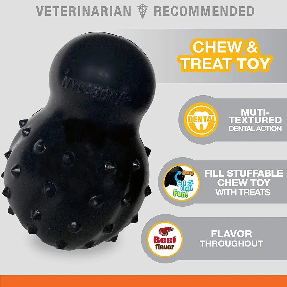 Durable chew toy for dogs, featuring a multi-textured design and beef flavor for added enjoyment.